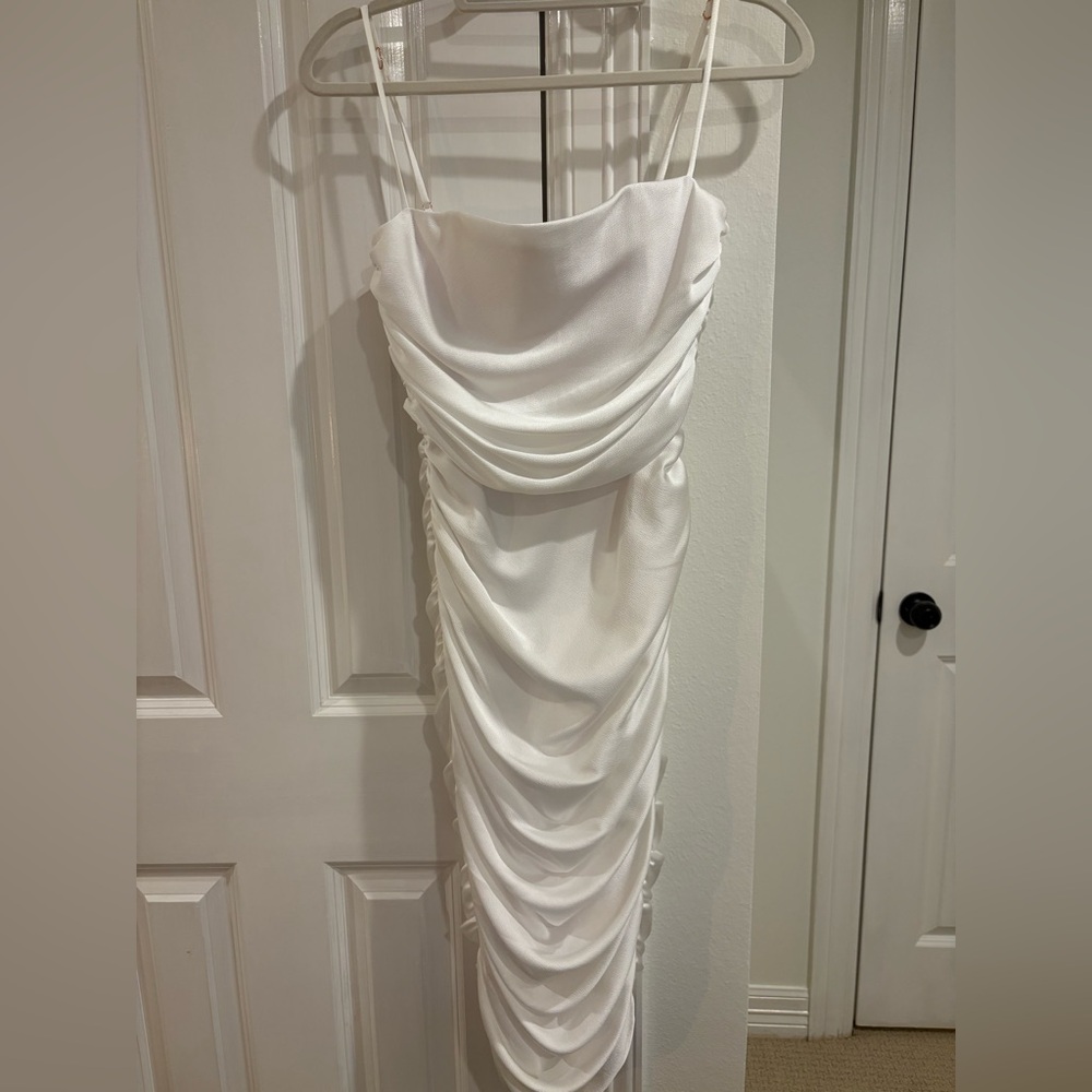 Nookie Strapless White Draped Dress